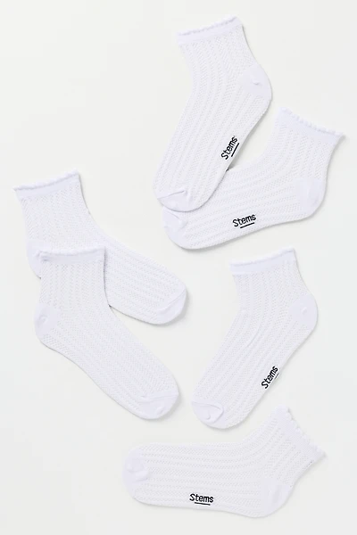 Stems Lace Knit Ankle Socks, Set of 3