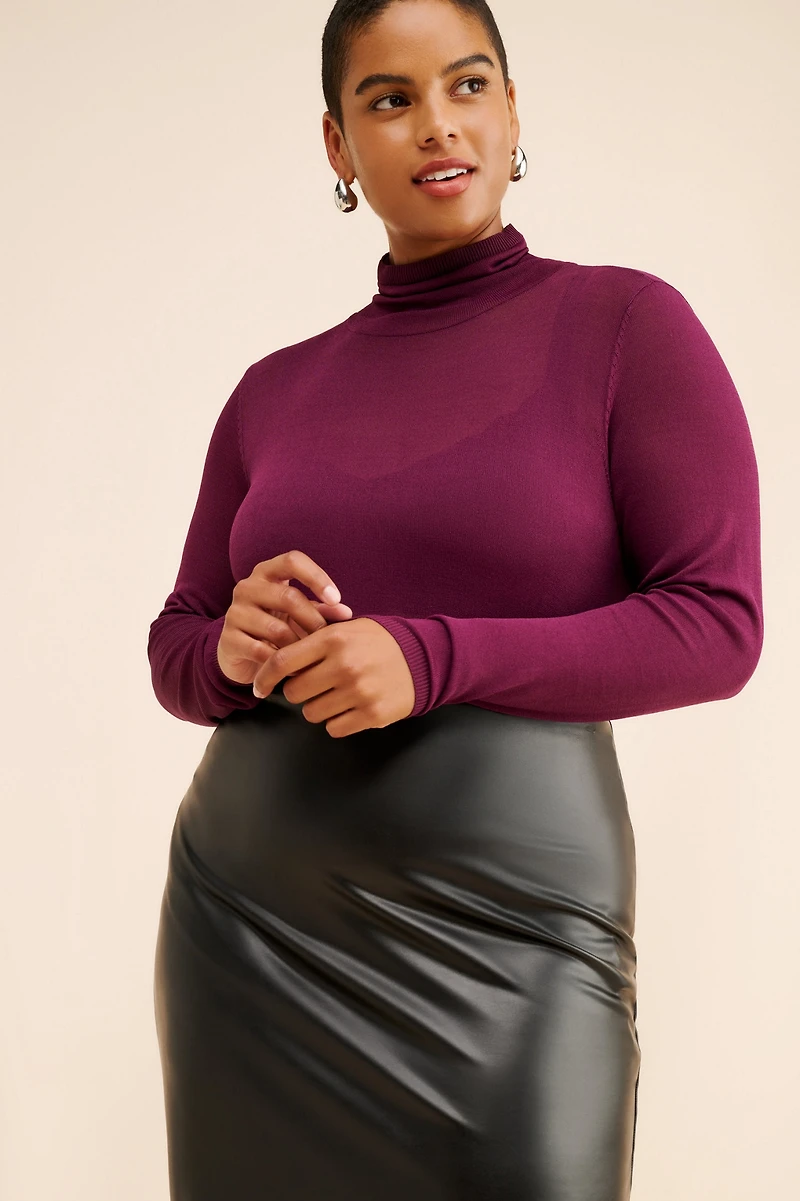 Eloquii Sheer Lightweight Turtleneck Sweater