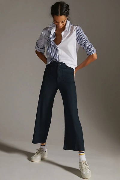 Maeve The Colette Cropped Linen Wide-Leg Pants