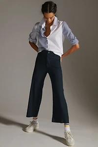 Maeve The Colette Cropped Linen Wide-Leg Pants