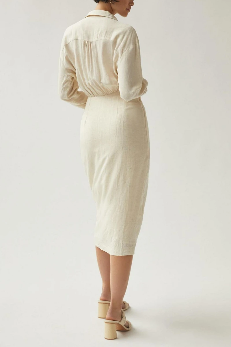 V-Neck Knot Front Midi Dress
