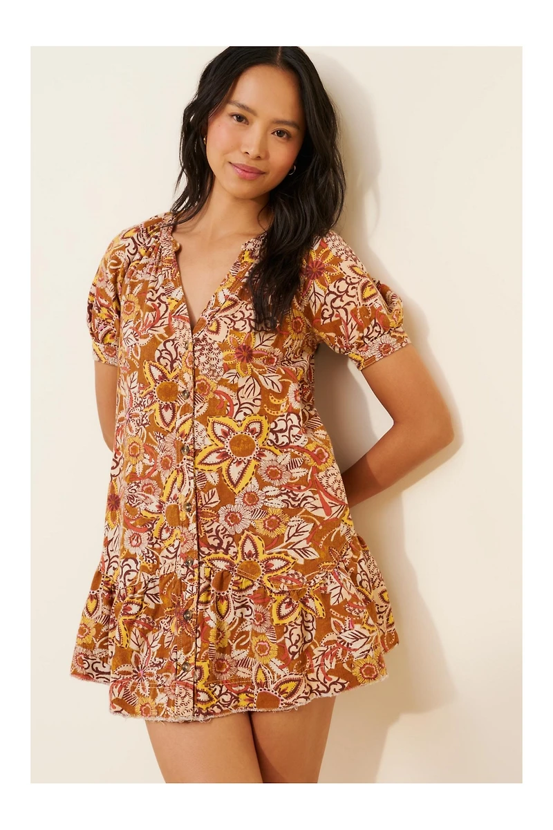 Pilcro Printed Puff-Sleeve Tunic