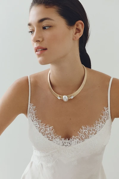 The Pink Reef Pearl & Crystal Collar Necklace