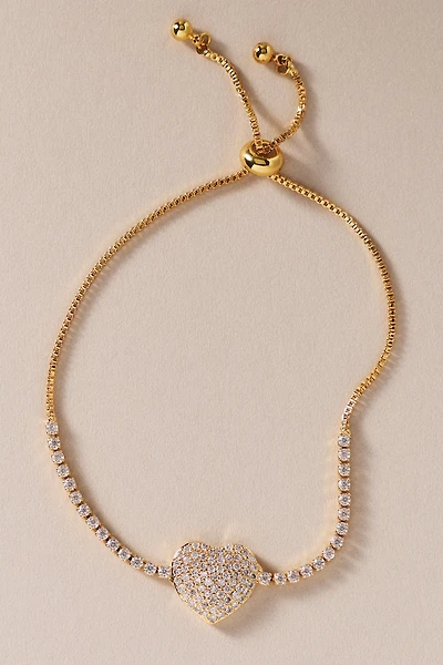 By Anthropologie All My Love Sparkle Heart Bracelet