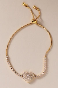 By Anthropologie All My Love Sparkle Heart Bracelet