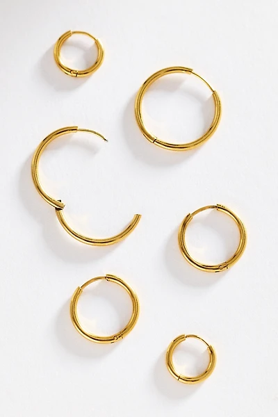 Water-Resistant Hoop Earrings, Set of 3