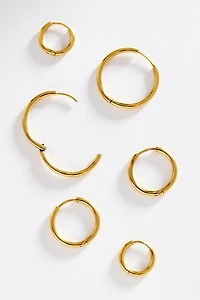 Water-Resistant Hoop Earrings, Set of 3