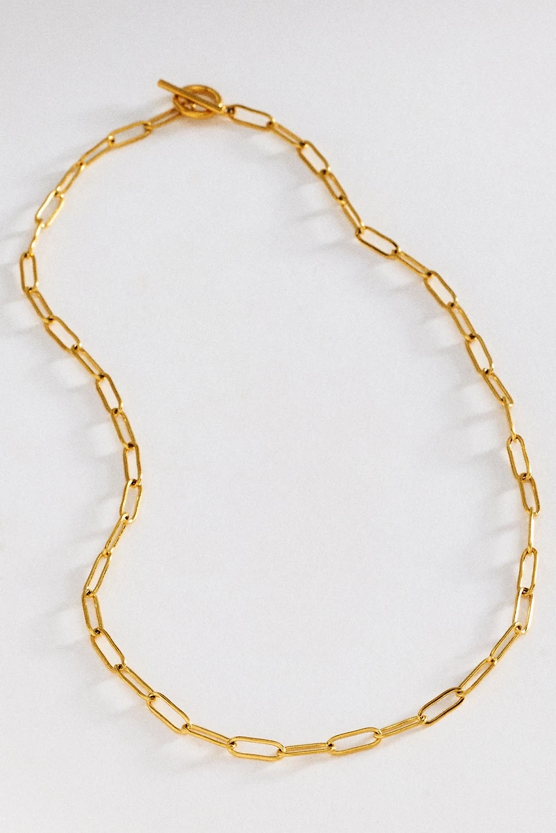 Water-Resistant Paperclip Lariat Necklace