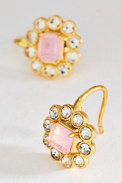 Floral Stone Huggie Earrings