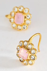 Floral Stone Huggie Earrings