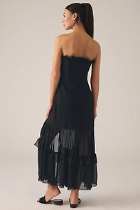 Hutch Strapless Tiered Ruffle Side-Slit Dress
