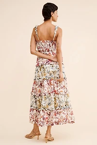 Sleeveless Square-Neck Ruffle Tiered Midi Dress