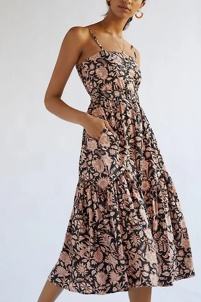 Lusana Floral Midi Dress