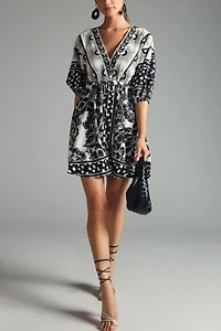 FARM Rio Printed Puff Sleeve Mini Dress