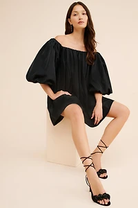 Mare Puff-Sleeve Off-The-Shoulder Mini Dress