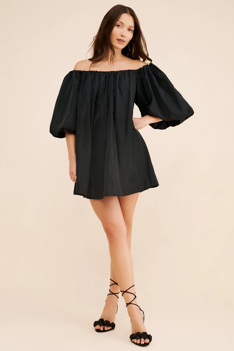 Mare Puff-Sleeve Off-The-Shoulder Mini Dress