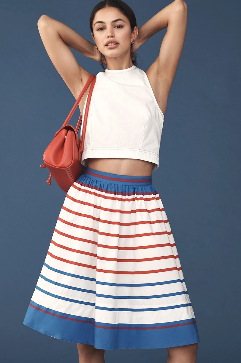 Maeve The Jacie Poplin Printed Knee-Length Skirt
