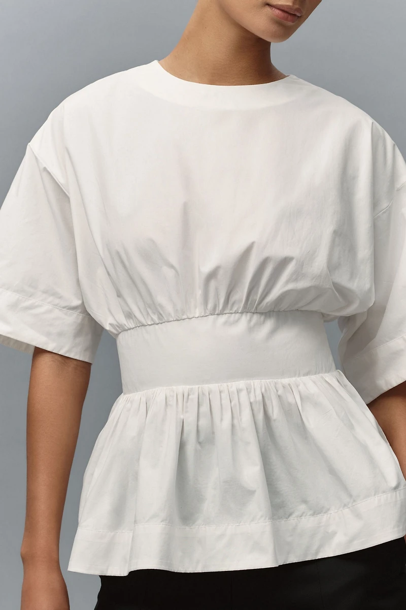 Short-Sleeve Waisted Cotton Top