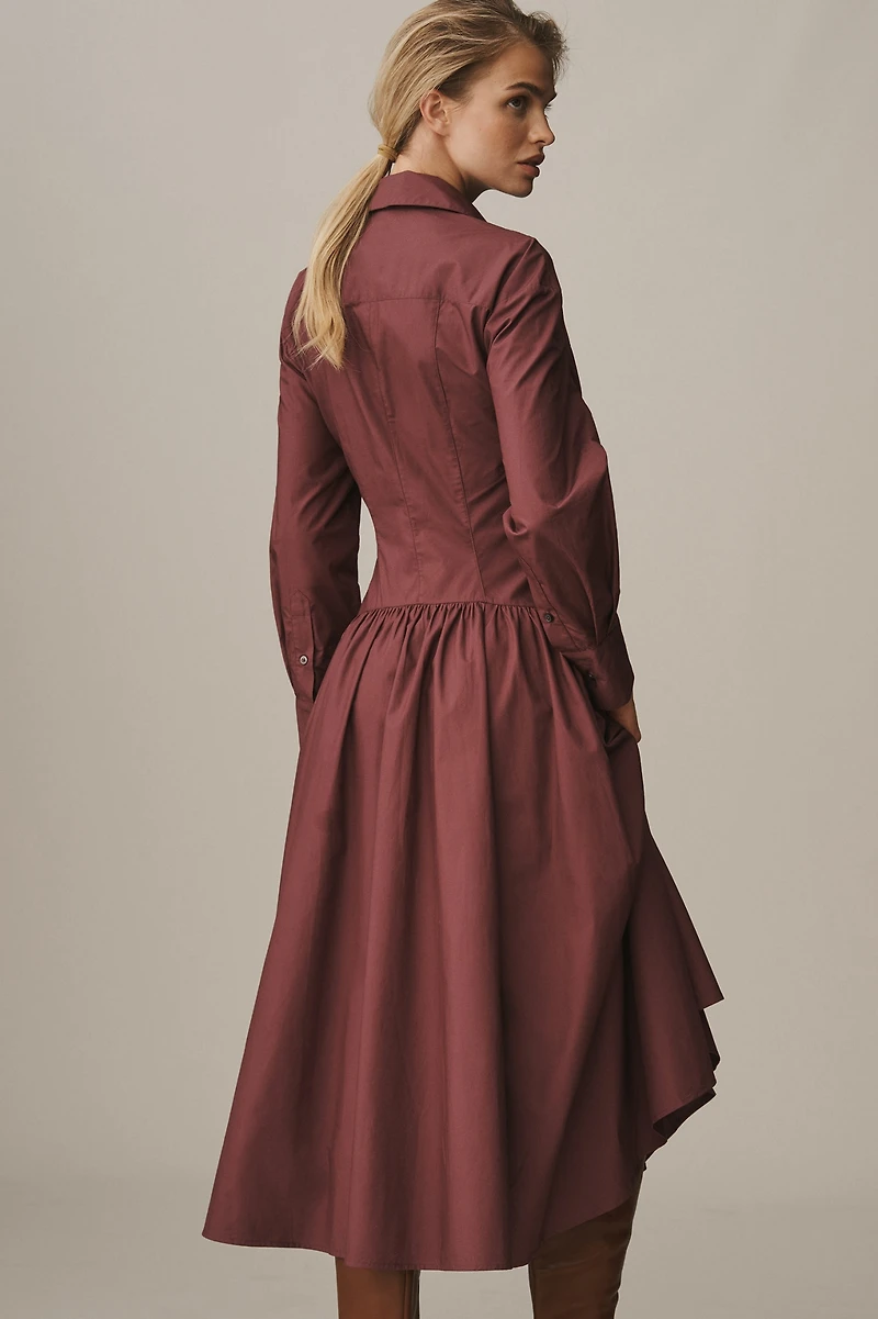 Drop-Waist Midi Shirt Dress