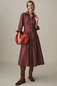 Drop-Waist Midi Shirt Dress