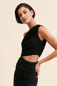 Halston Cassidy Jersey Ruched Midi Dress