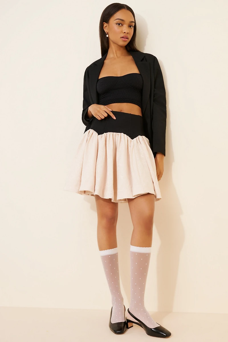 Maeve Knit Basque-Waist Jacquard Mini Skirt