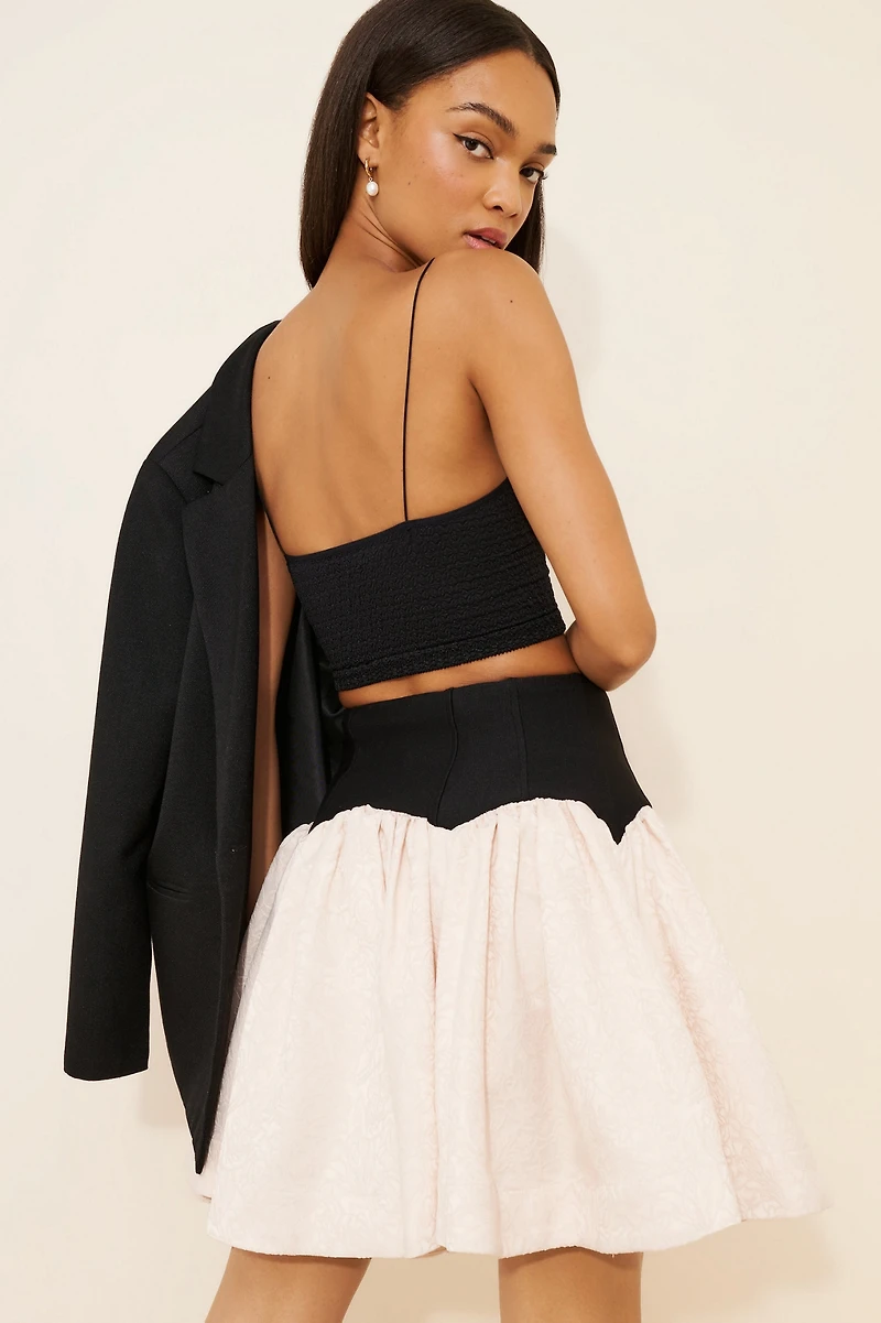 Maeve Knit Basque-Waist Jacquard Mini Skirt