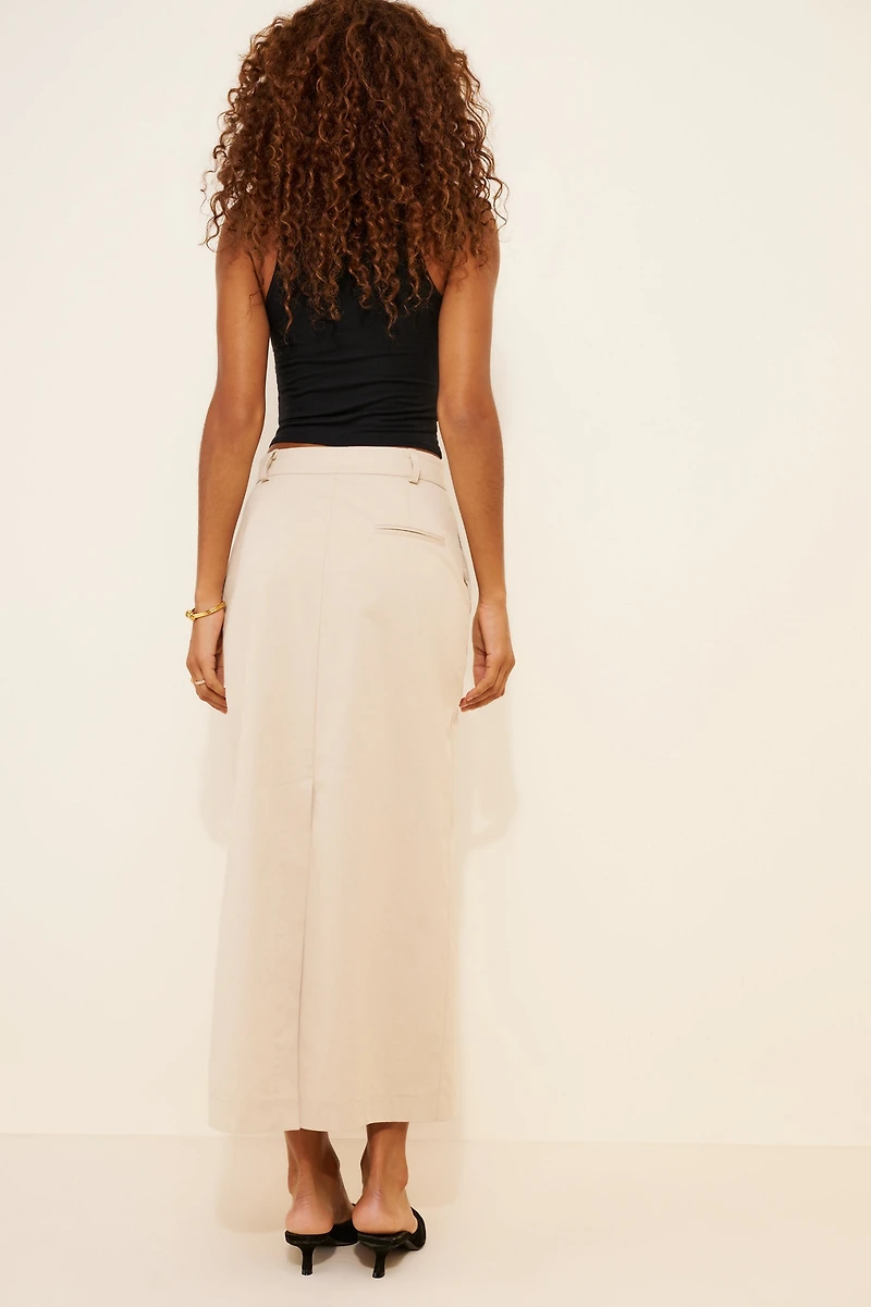 Moon River Button Front Midi Skirt