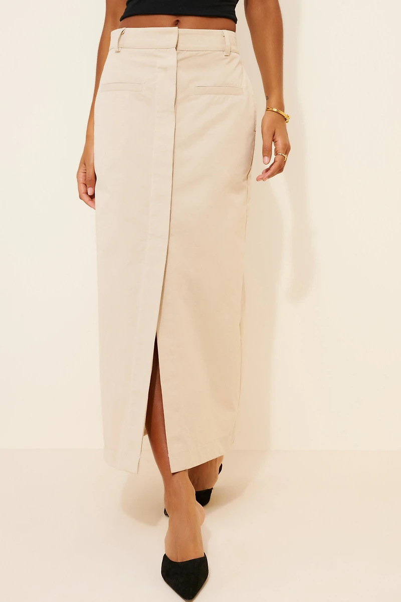 Moon River Button Front Midi Skirt