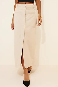 Moon River Button Front Midi Skirt