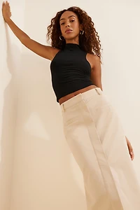 Moon River Button Front Midi Skirt