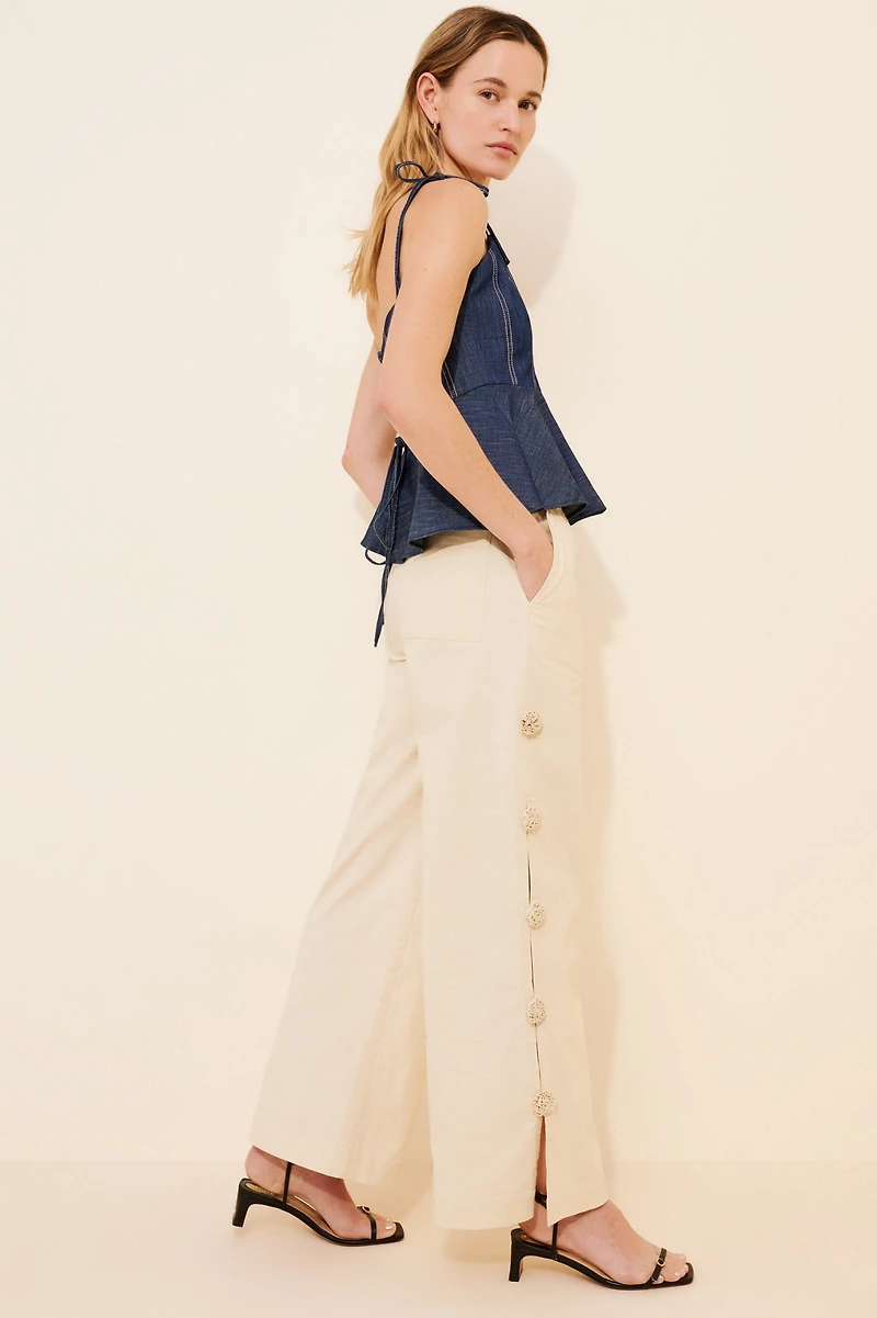 Find Me Now Linen Blend Wide Leg Seam Pants