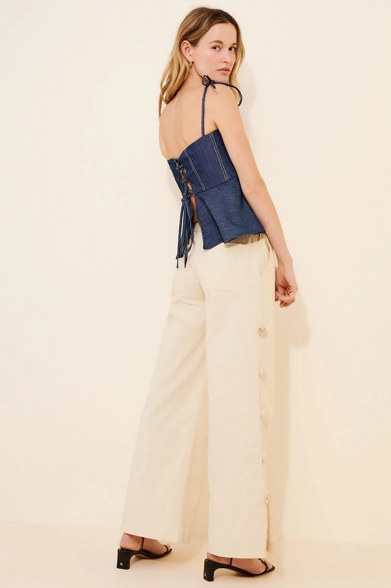 Find Me Now Linen Blend Wide Leg Seam Pants