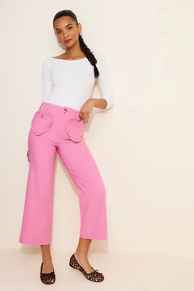 Maeve The Colette Heart Pocket Crop Wide-Leg Pants