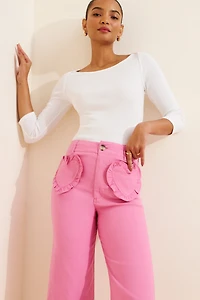 Maeve The Colette Heart Pocket Crop Wide-Leg Pants