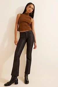 Animal Print High-Rise Flare-Leg Jeans