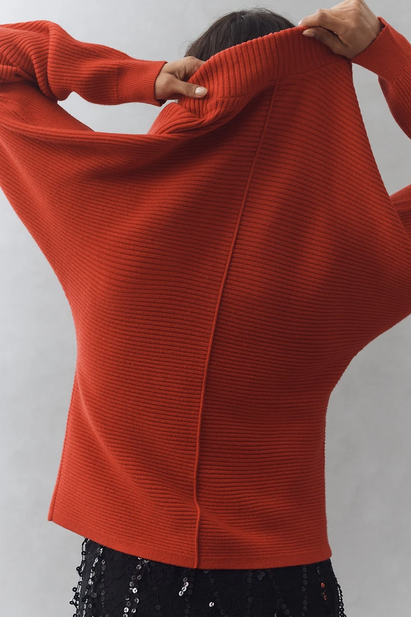 Maeve Plunge-Neck Seamed Sweater