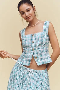 Maeve Square-Neck Button-Front Tank