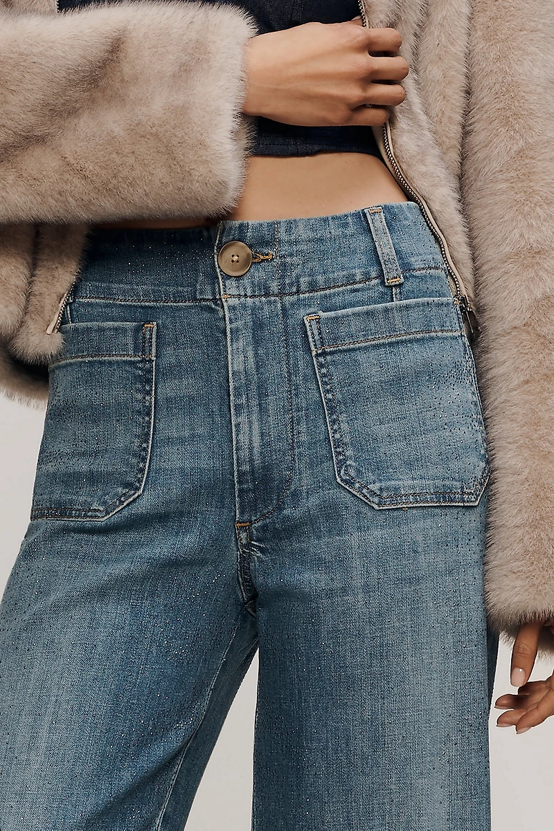Maeve The Colette Sparkle Crop High-Rise Wide-Leg Jeans