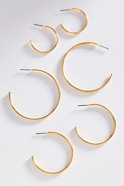 By Anthropologie Ribbed Hoop Earrings, Set of 3