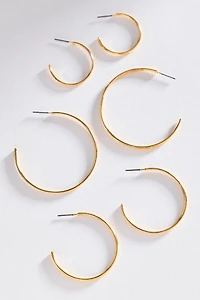 By Anthropologie Ribbed Hoop Earrings, Set of 3