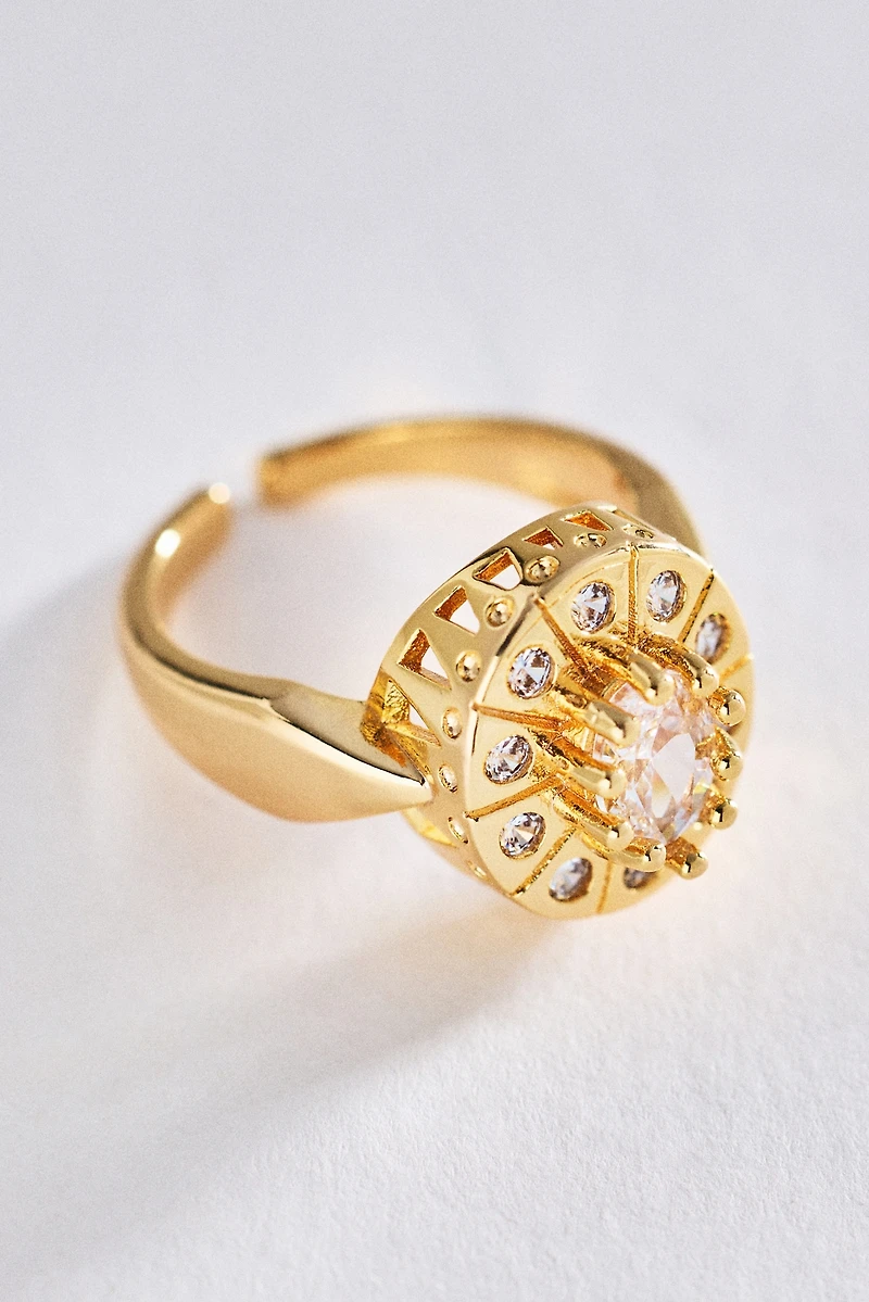 By Anthropologie Crystal Cocktail Signet Ring