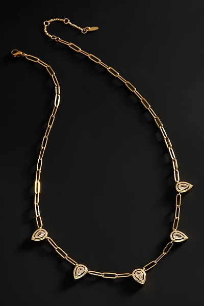 By Anthropologie Demi-Fine Paperclip Crystal Necklace