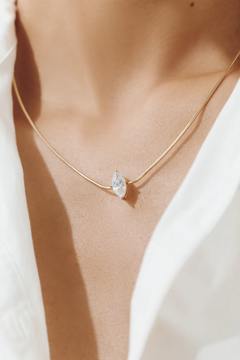 By Anthropologie Demi-Fine Delicate Marquise Pendant Necklace