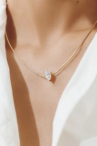 By Anthropologie Demi-Fine Delicate Marquise Pendant Necklace