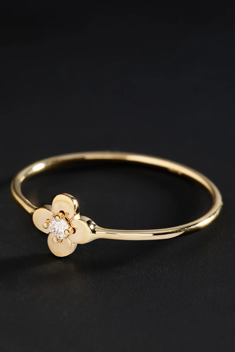 Ana Luisa Solid Yellow Gold Mini Diamond Flower Ring