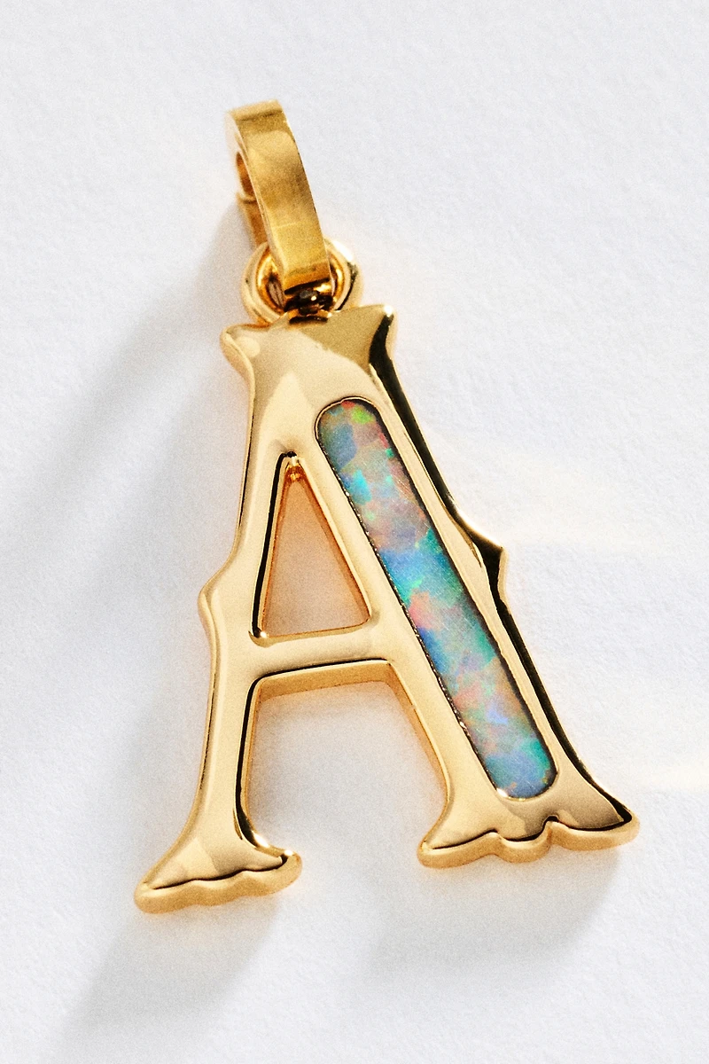 Opal Pendant Initial Charm