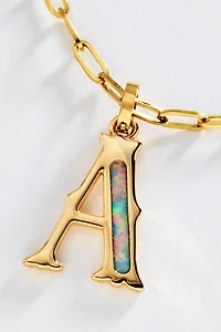 Opal Pendant Initial Charm