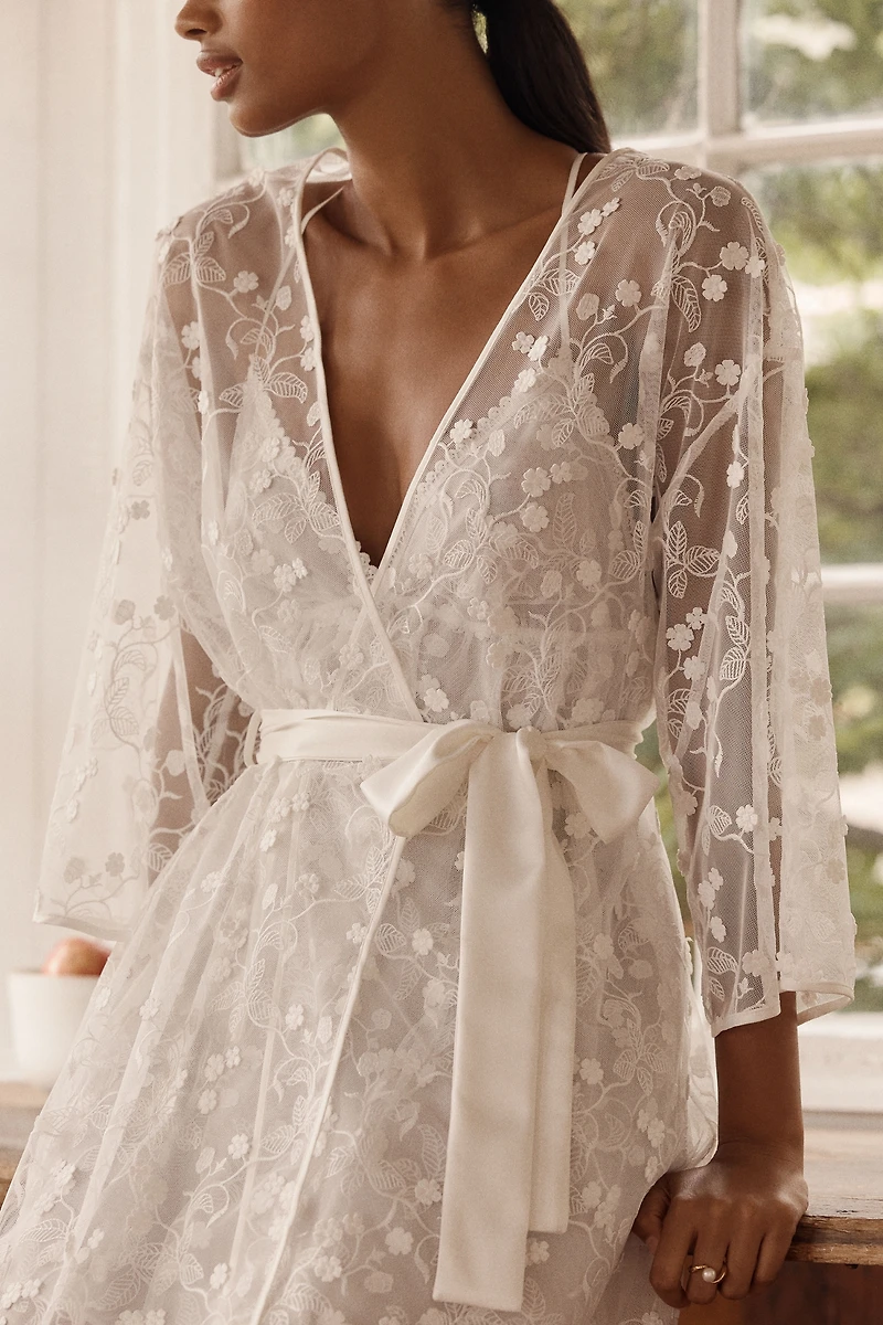 Flora Nikrooz Meg Embroidered Mini Robe