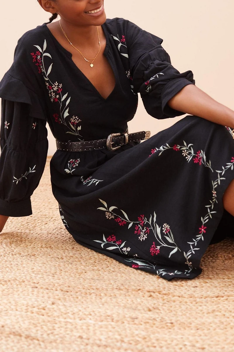 Embroidered Midi Dress